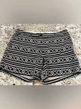 crown & ivy Navy & White Nautical Rope-Print High-Waist Shorts